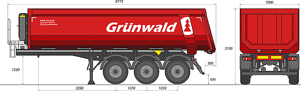 Полуприцеп самосвал Грюнвальд  Gr-TSt 27 Hardox 450 (V=27 куб.м.)
