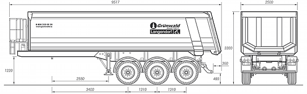 Полуприцеп самосвальный Grunwald TSt 34 (V=34 куб.м.)